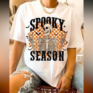Spooky Season Skeleton Graphic Tee Shirt